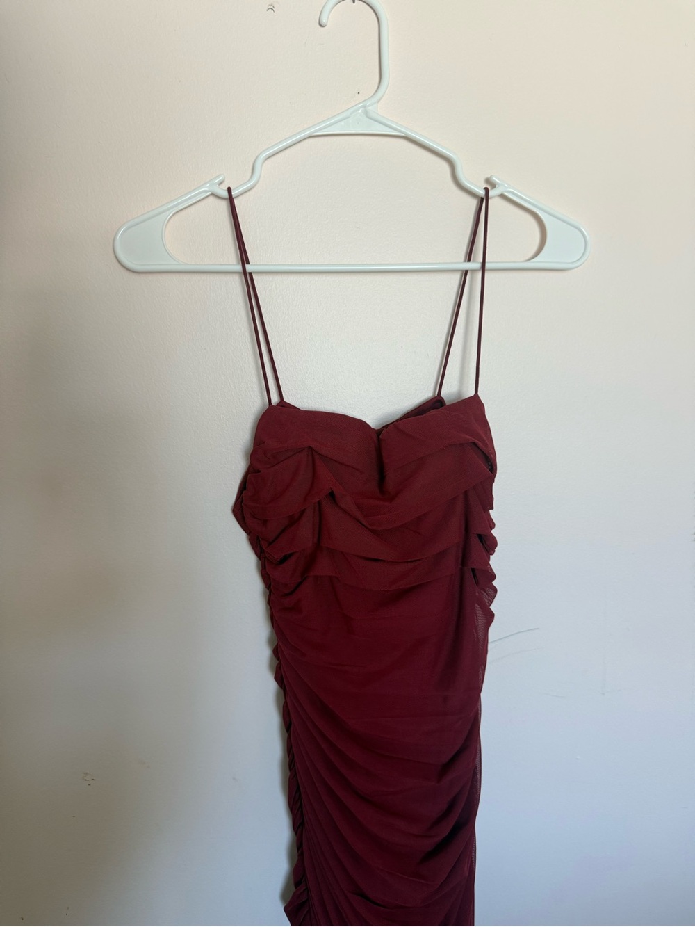 Princess Polly Mini Burgundy Ruched Dress